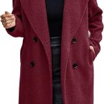TYCIONG Abrigo de invierno para mujer, cuello vuelto, cruzado, color puro, abrigo informal con bolsillos laterales (M), borgoña, M: Amazon.es: Moda