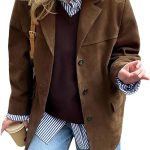 Blazer Oversize Vintage De Ante Sintético Para Mujer, Chaqueta De Cuero Sintético Marrón Con Solapa, Traje (M, Marrón): Amazon.es: Moda