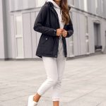 Chaqueta parka de entretiempo con capucha para mujer negro Bolf 7018A