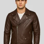 Chaqueta de cuero marrón Odin Perfecto – cazadora biker clásica hombre